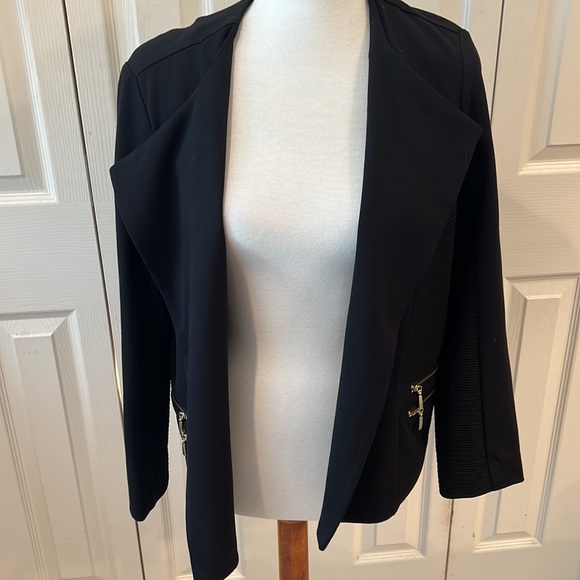 Chico’s Black Blazer Gold Zippers - Picture 4 of 6